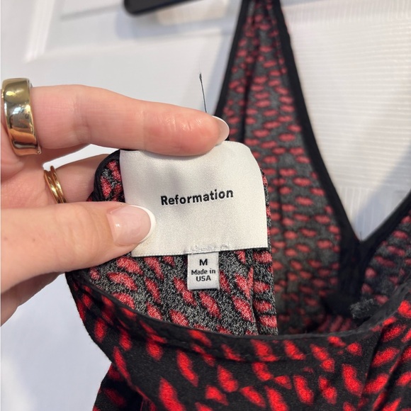 Reformation Delanie Black and Red Halter Dress size M - Picture 7 of 8